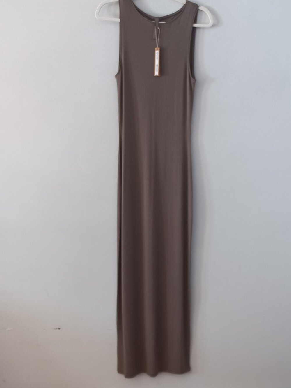 SKIMS boat neck long sleeveless dress in truffle